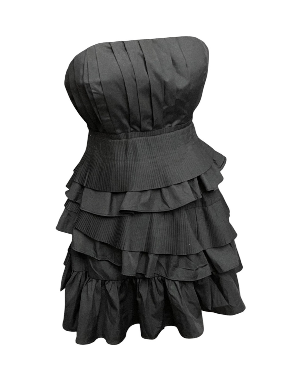 DO+BE Strapless Black Tiered Ruffle Cocktail Dress